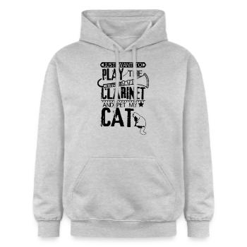 Clarinet cat - Gildan Unisex Softstyle® Midweight Hoodie - light heather grey - Front - Liana (172cm) & Jaron (178cm)