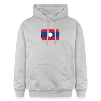 Laos Heartbeat Flag Vintage Laos - Sweat à capuche Softstyle® Gildan Unisexe - gris clair chiné - Devant - Liana (172cm) & Jaron (178cm)