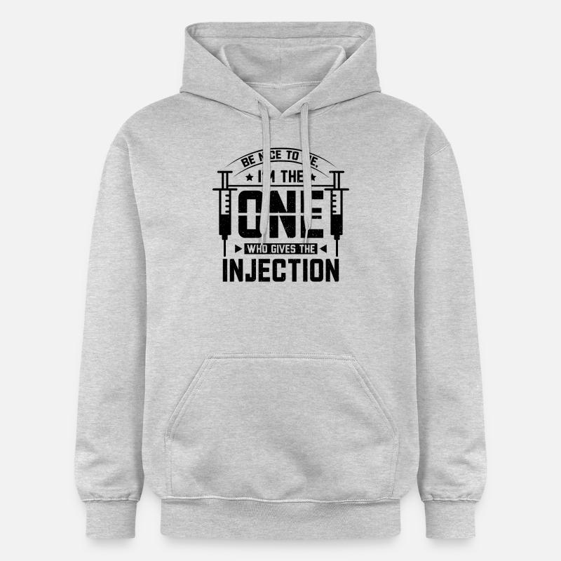L’infirmière administre l’injection - Sweat à capuche Softstyle® Gildan Unisexe - gris clair chiné