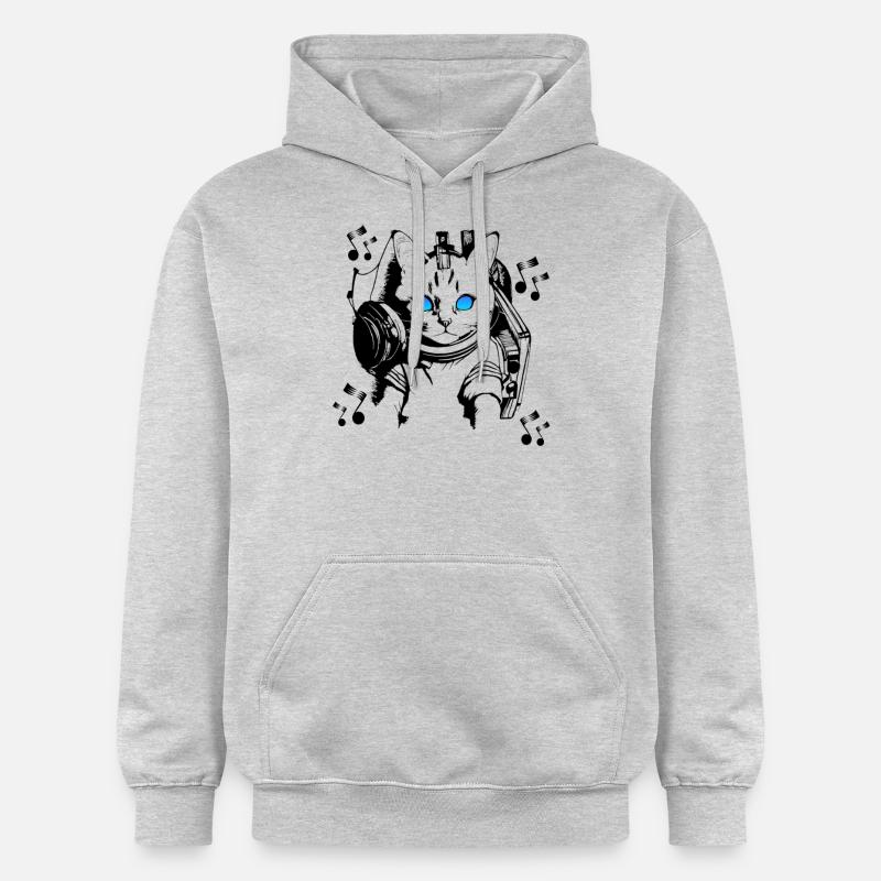 DJ chat avec écouteurs - Sweat à capuche Softstyle® Gildan Unisexe - gris clair chiné