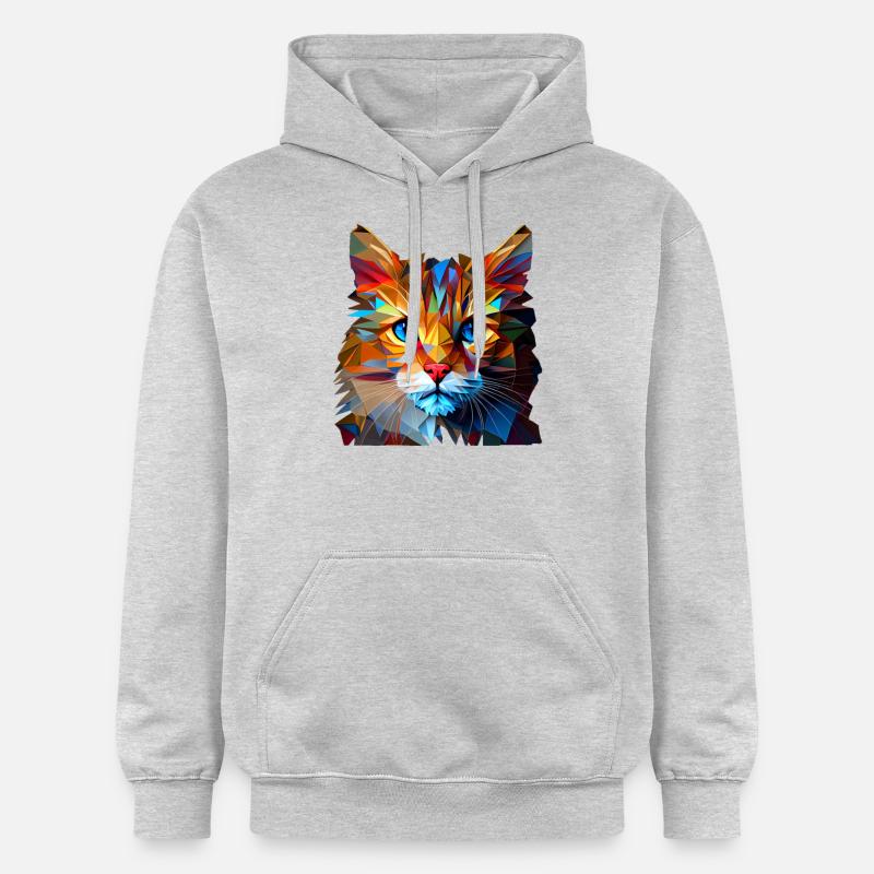 Chaton Chaton Chat Polygone Chat - Sweat à capuche Softstyle® Gildan Unisexe - gris clair chiné
