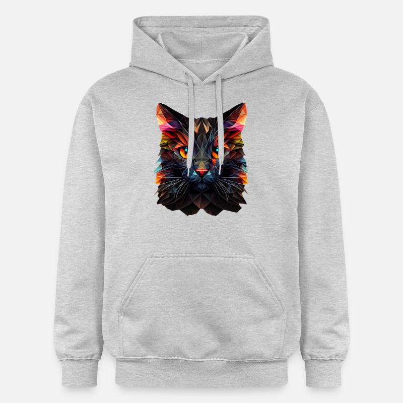 Chaton Chaton Chat Polygone Chat - Sweat à capuche Softstyle® Gildan Unisexe - gris clair chiné