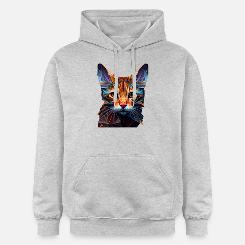 Chaton Chaton Chat Polygone Chat - Sweat à capuche Softstyle® Gildan Unisexe - gris clair chiné