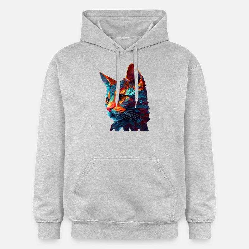 Chaton Chaton Chat Polygone Chat - Sweat à capuche Softstyle® Gildan Unisexe - gris clair chiné