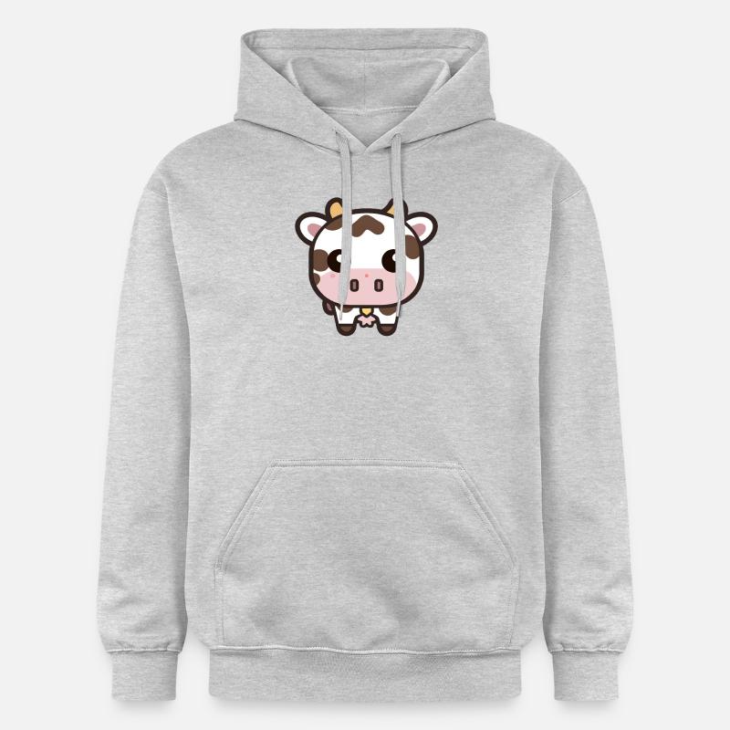 Vache Kawaii mignonne - Sweat à capuche Softstyle® Gildan Unisexe - gris clair chiné