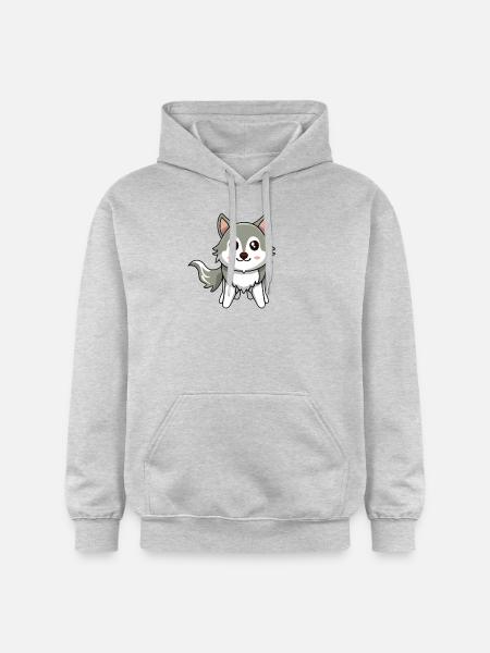mignon Kawaii Husky - Sweat à capuche Softstyle® Gildan Unisexe - gris clair chiné