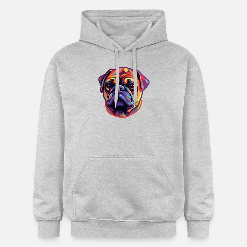Mops Regenbogenfarben - Gildan Unisex Softstyle® Midweight Hoodie - Hellgrau meliert