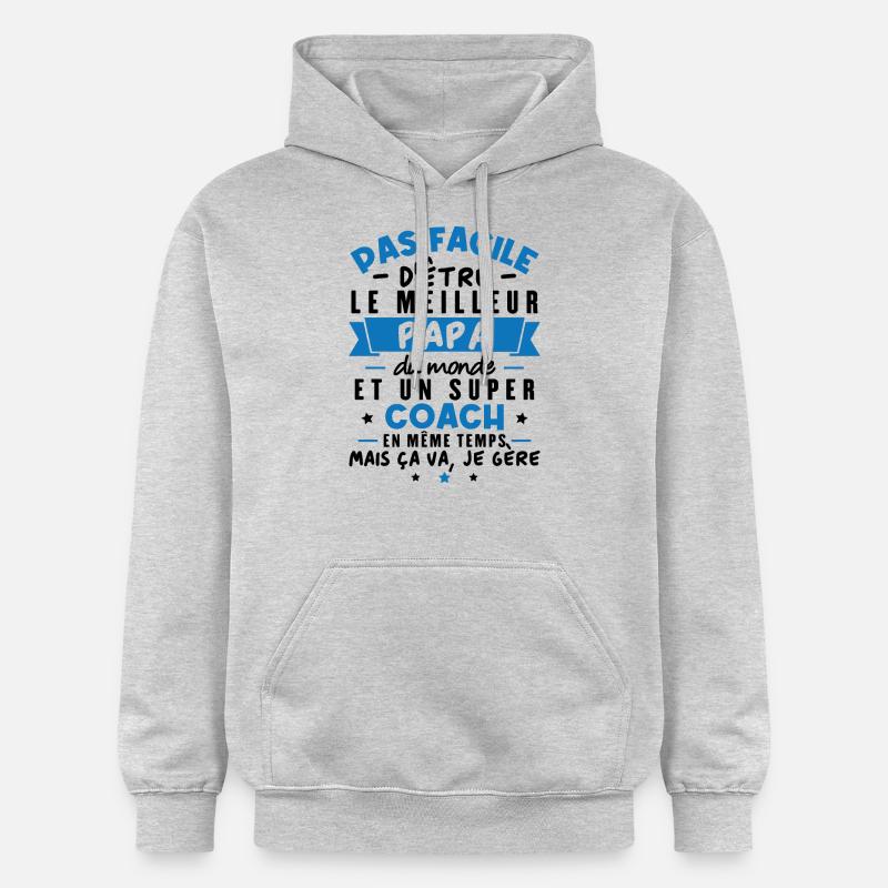 Papa et Coach - Sweat à capuche Softstyle® Gildan Unisexe - gris clair chiné