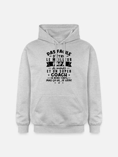 Papa et Coach - Sweat à capuche Softstyle® Gildan Unisexe - gris clair chiné