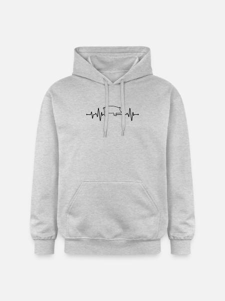 Pig Heartbeat - Gildan Unisex Softstyle® Midweight Hoodie - light heather grey