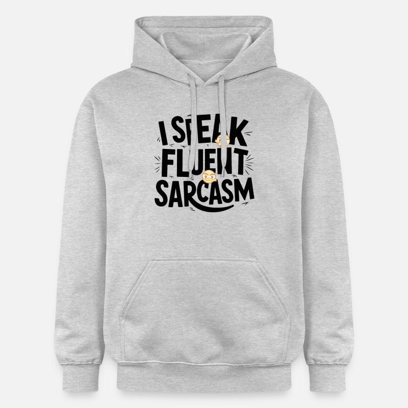 JE PARLE COURAMMENT LE SARCASME - Sweat à capuche Softstyle® Gildan Unisexe - gris clair chiné
