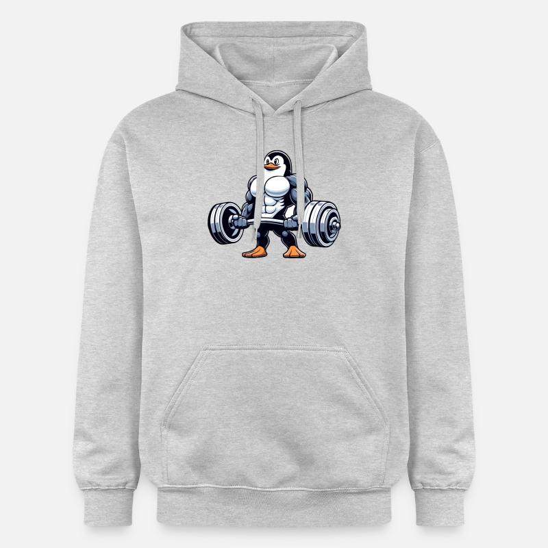 Musculation pingouin avec haltères - Sweat à capuche Softstyle® Gildan Unisexe - gris clair chiné