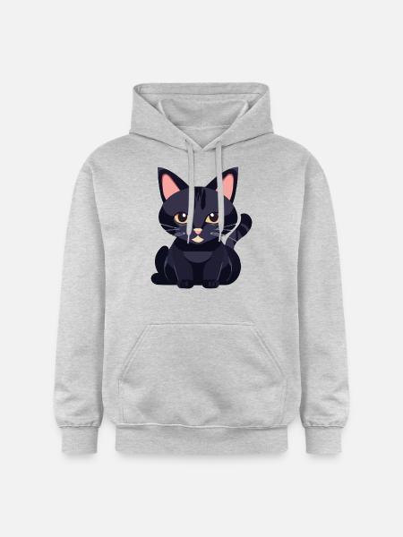 black cat with yellow eyes - Gildan Unisex Softstyle® Midweight Hoodie - light heather grey