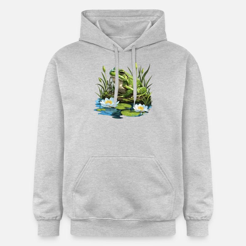 Grenouille-taureau Grenouille-taureau - Sweat à capuche Softstyle® Gildan Unisexe - gris clair chiné