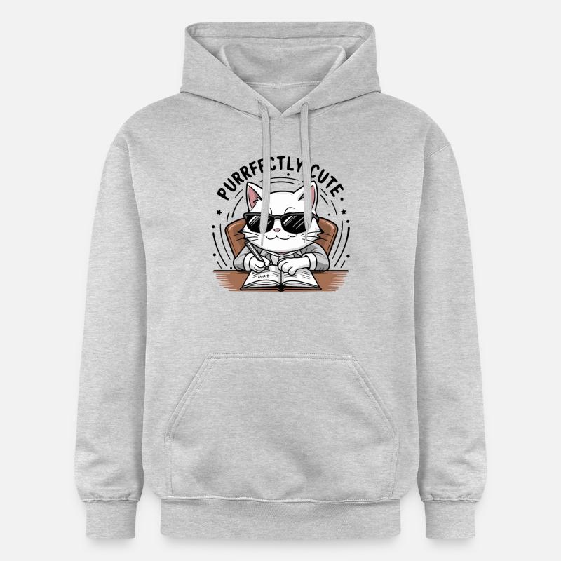 CHAT PARFAITEMENT MIGNON - Sweat à capuche Softstyle® Gildan Unisexe - gris clair chiné