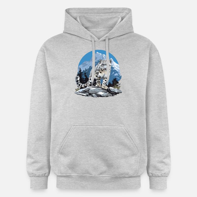 Léopard des neiges Schneeleoparden Schneeleopard - Sweat à capuche Softstyle® Gildan Unisexe - gris clair chiné