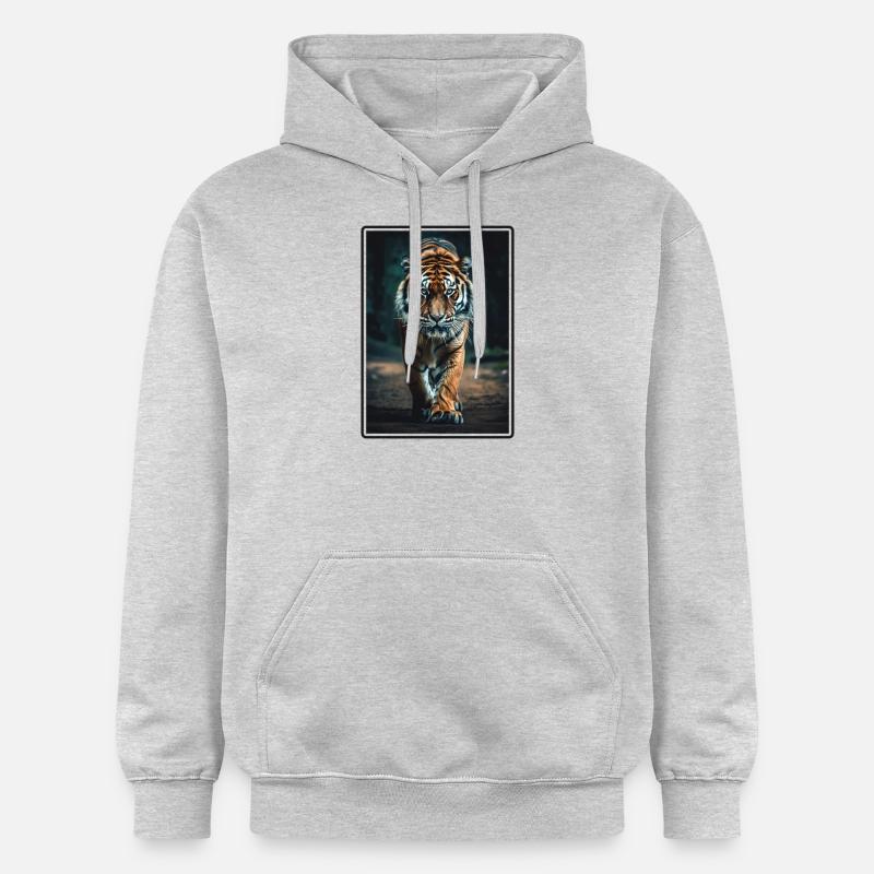 Tigre du Bengale Roi Tigre - Sweat à capuche Softstyle® Gildan Unisexe - gris clair chiné