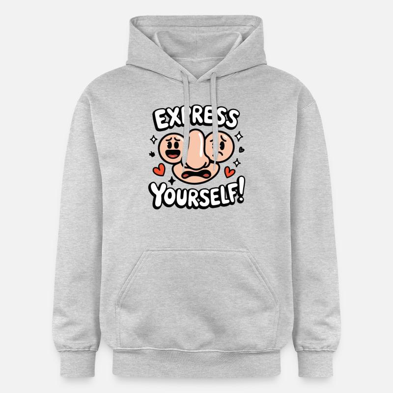 NEZ, EXPRIMEZ-VOUS - Sweat à capuche Softstyle® Gildan Unisexe - gris clair chiné