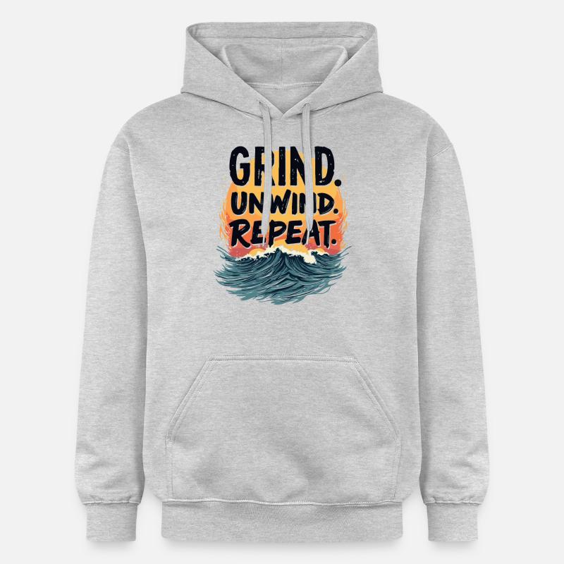 TRAVAILLER DUR, S’AMUSER DUR - Sweat à capuche Softstyle® Gildan Unisexe - gris clair chiné