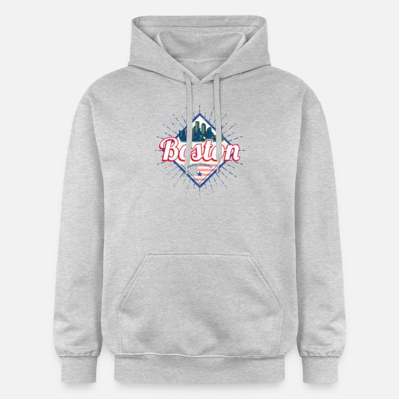 Boston, Massachusetts, États-Unis, États-Unis - Sweat à capuche Softstyle® Gildan Unisexe - gris clair chiné