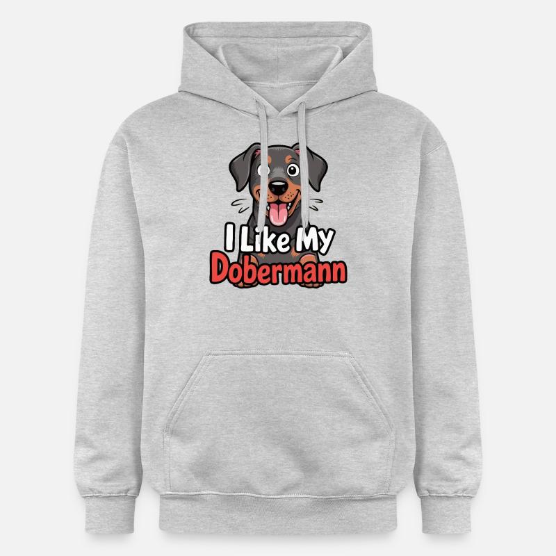 J’aime mon chien Doberman Love - Sweat à capuche Softstyle® Gildan Unisexe - gris clair chiné