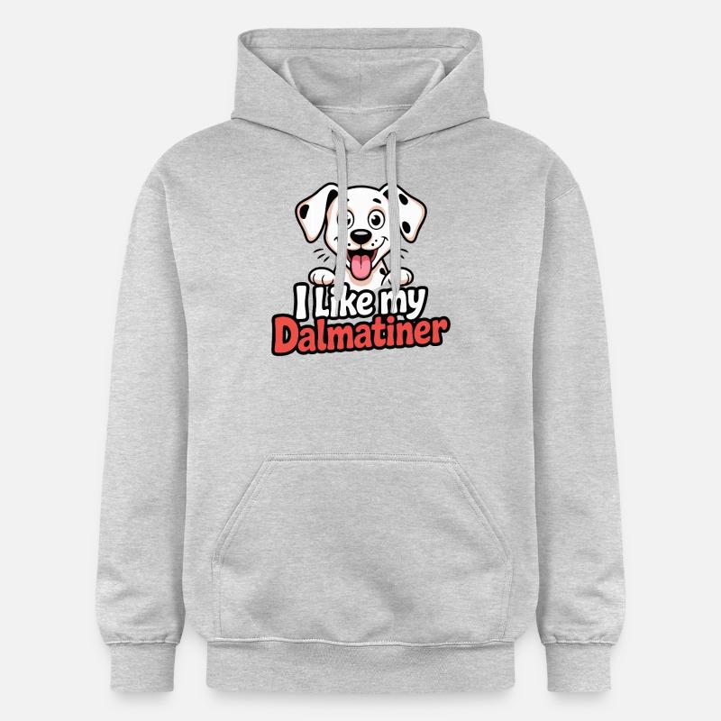 J’aime mon chien dalmatien Love - Sweat à capuche Softstyle® Gildan Unisexe - gris clair chiné