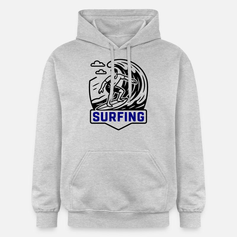 Surfeur symbole surfeur - Sweat à capuche Softstyle® Gildan Unisexe - gris clair chiné