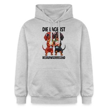 Die Lage Ist Besäufniserregend - Gildan Unisex Softstyle® Midweight Hoodie - Hellgrau meliert - Vorne - Liana (172cm) & Jaron (178cm)