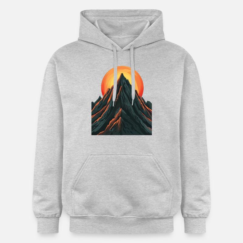 Sommet majestueux avec soleil levant - Sweat à capuche Softstyle® Gildan Unisexe - gris clair chiné