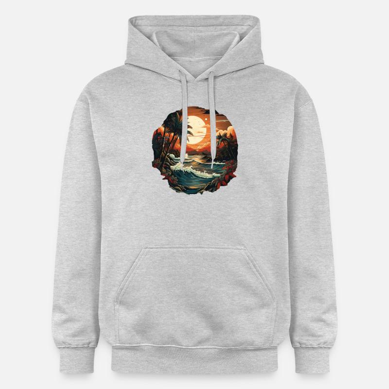 Tropical - Sweat à capuche Softstyle® Gildan Unisexe - gris clair chiné