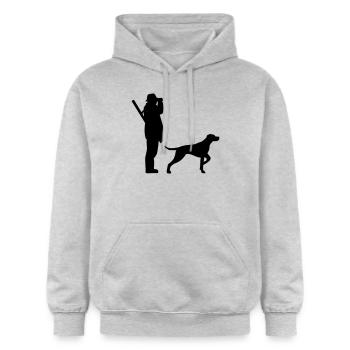 Jäger - Gildan Unisex Softstyle® Midweight Hoodie - Hellgrau meliert - Vorne - Liana (172cm) & Jaron (178cm)