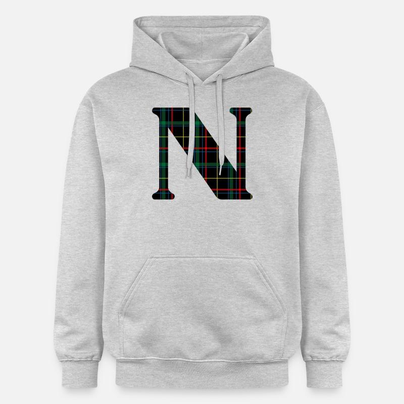 Monogramme n tartan écossais - Sweat à capuche Softstyle® Gildan Unisexe - gris clair chiné