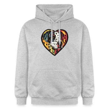 Dalmatiner Hund Herz Liebe - Gildan Unisex Softstyle® Midweight Hoodie - Hellgrau meliert - Vorne - Liana (172cm) & Jaron (178cm)