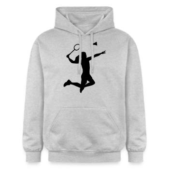 Badminton - Gildan Unisex Softstyle® Midweight Hoodie - Hellgrau meliert - Vorne - Liana (172cm) & Jaron (178cm)