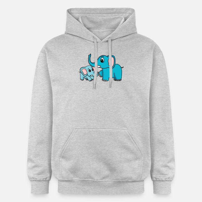 Eléphant avec bébé éléphant - Sweat à capuche Softstyle® Gildan Unisexe - gris clair chiné