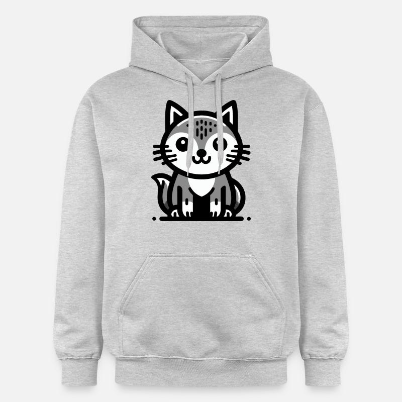 Chat de dessin animé mignon - Sweat à capuche Softstyle® Gildan Unisexe - gris clair chiné