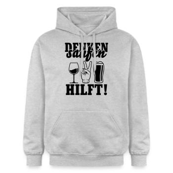 Drinking helps - Gildan Unisex Softstyle® Midweight Hoodie - light heather grey - Front - Liana (172cm) & Jaron (178cm)