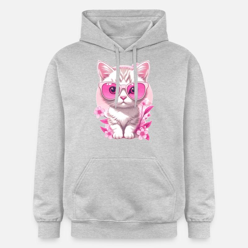 Chaton en vacances 🐾 - Sweat à capuche Softstyle® Gildan Unisexe - gris clair chiné