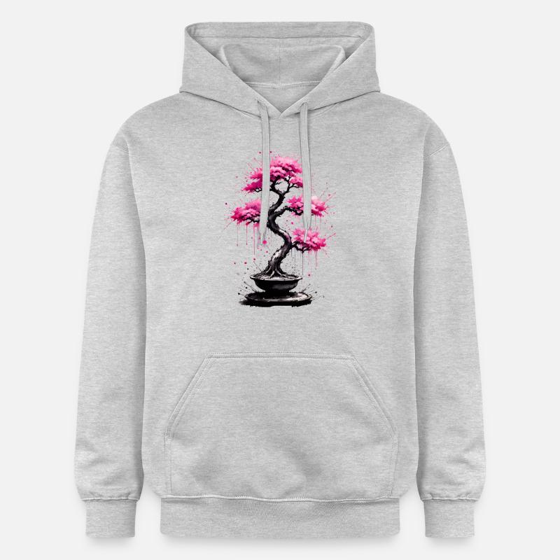 Rêve de bonsaï rose - Sweat à capuche Softstyle® Gildan Unisexe - gris clair chiné