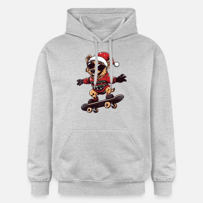 Hyène Noël drôle - Sweat à capuche Softstyle® Gildan Unisexe - gris clair chiné