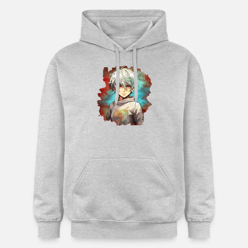 Garçon d’anime - Sweat à capuche Softstyle® Gildan Unisexe - gris clair chiné