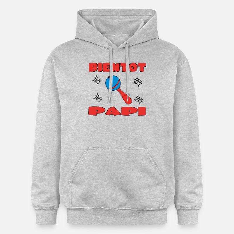 BIENTOT PAPI - Sweat à capuche Softstyle® Gildan Unisexe - gris clair chiné