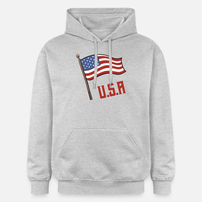 Drapeau des États-Unis - Sweat à capuche Softstyle® Gildan Unisexe - gris clair chiné