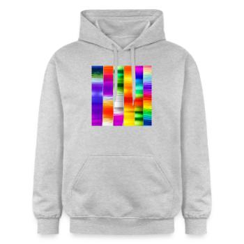mélange de couleurs verticales folles - Sweat à capuche Softstyle® Gildan Unisexe - gris clair chiné - Devant - Liana (172cm) & Jaron (178cm)
