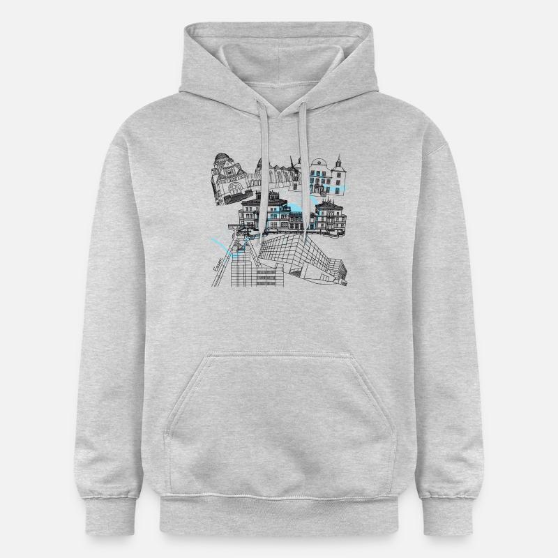 Les monuments d’Essen - Sweat à capuche Softstyle® Gildan Unisexe - gris clair chiné