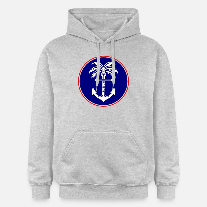 Icône d’ancre de palmier - Sweat à capuche Softstyle® Gildan Unisexe - gris clair chiné