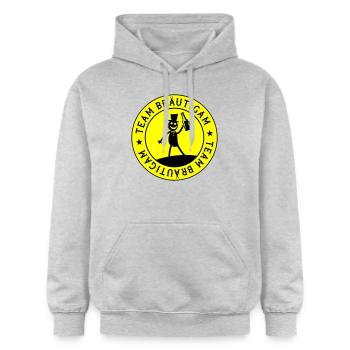 Équipe du marié de mariage - Sweat à capuche Softstyle® Gildan Unisexe - gris clair chiné - Devant - Liana (172cm) & Jaron (178cm)