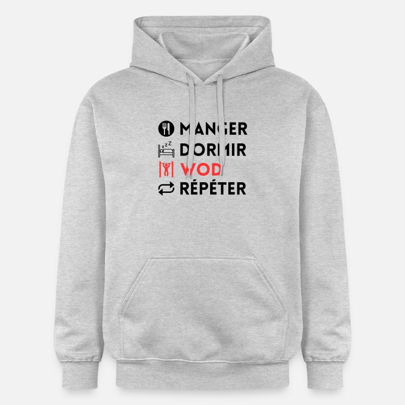 Manger dormir wod répéter - Sweat à capuche Softstyle® Gildan Unisexe - gris clair chiné
