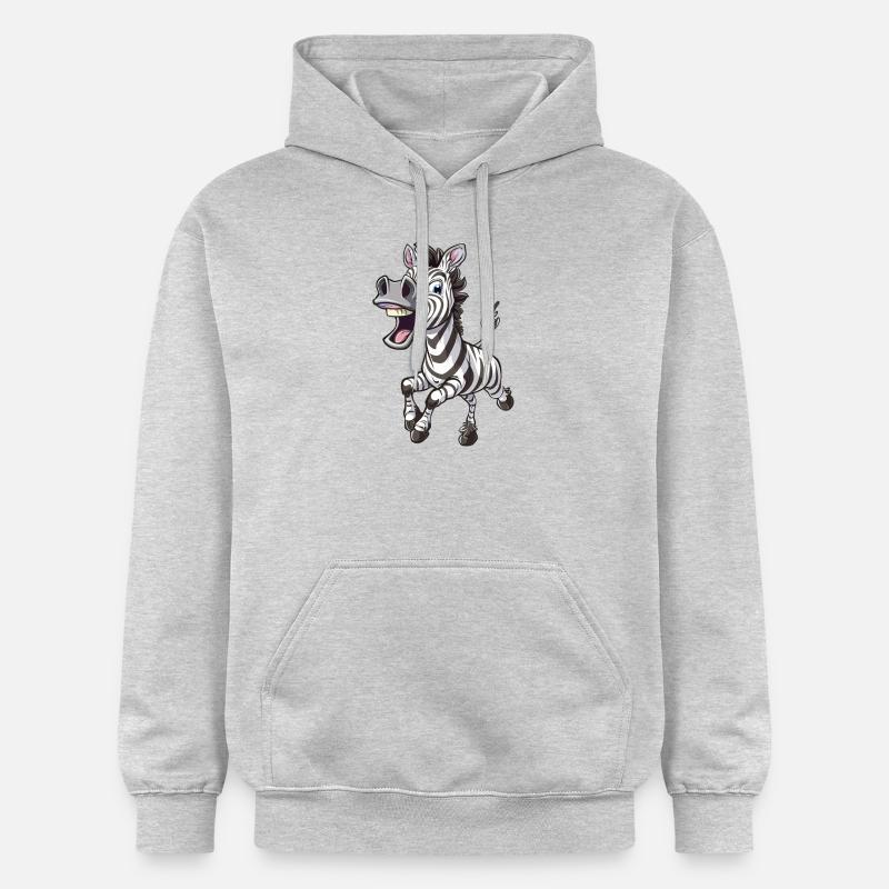 Zèbre joyeux avec un sourire - Sweat à capuche Softstyle® Gildan Unisexe - gris clair chiné