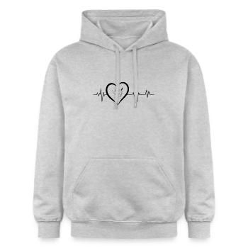 battement de cœur visage féminin - Sweat à capuche Softstyle® Gildan Unisexe - gris clair chiné - Devant - Liana (172cm) & Jaron (178cm)